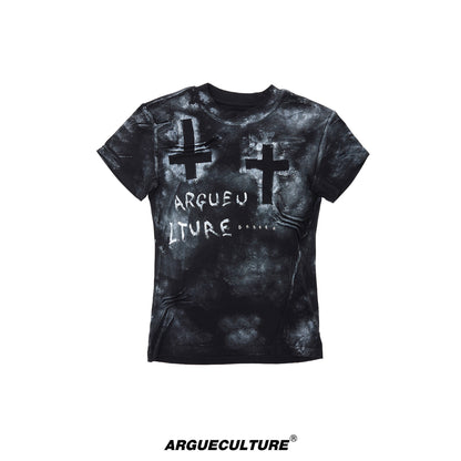 Cross Dirty Wash Stud Stretch Short Sleeve T-Shirt WN26997