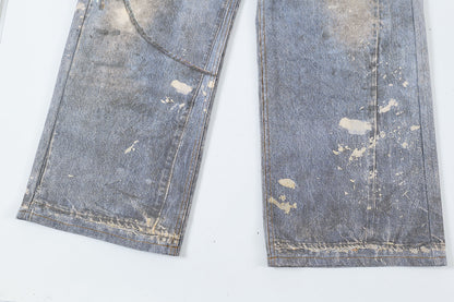 Washed Print Straight Denim Jeans WN12660