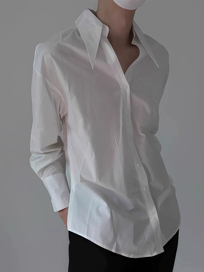 Disco Pointed Collar Long Sleeve Shirt WN21529