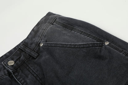 Washed Damage Wide Leg Denim Jeans WN26058