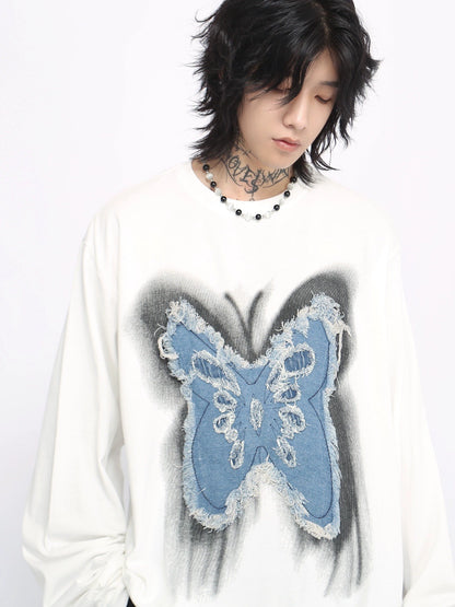 Butterfly Embroidery Long Sleeve T-shirt WN8380