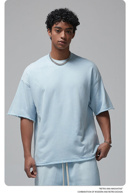 Oversize Spray-dyed Short-sleeve T-shirt & Spray-dyed Short Sweatpants Setup WN6639