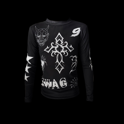 Double Layer Mesh Long Sleeve T-Shirt WN20963