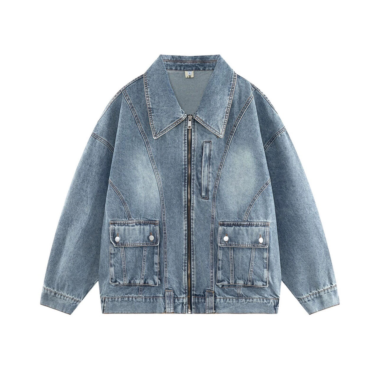 Oversize Zipper Denim Jacket WN8348