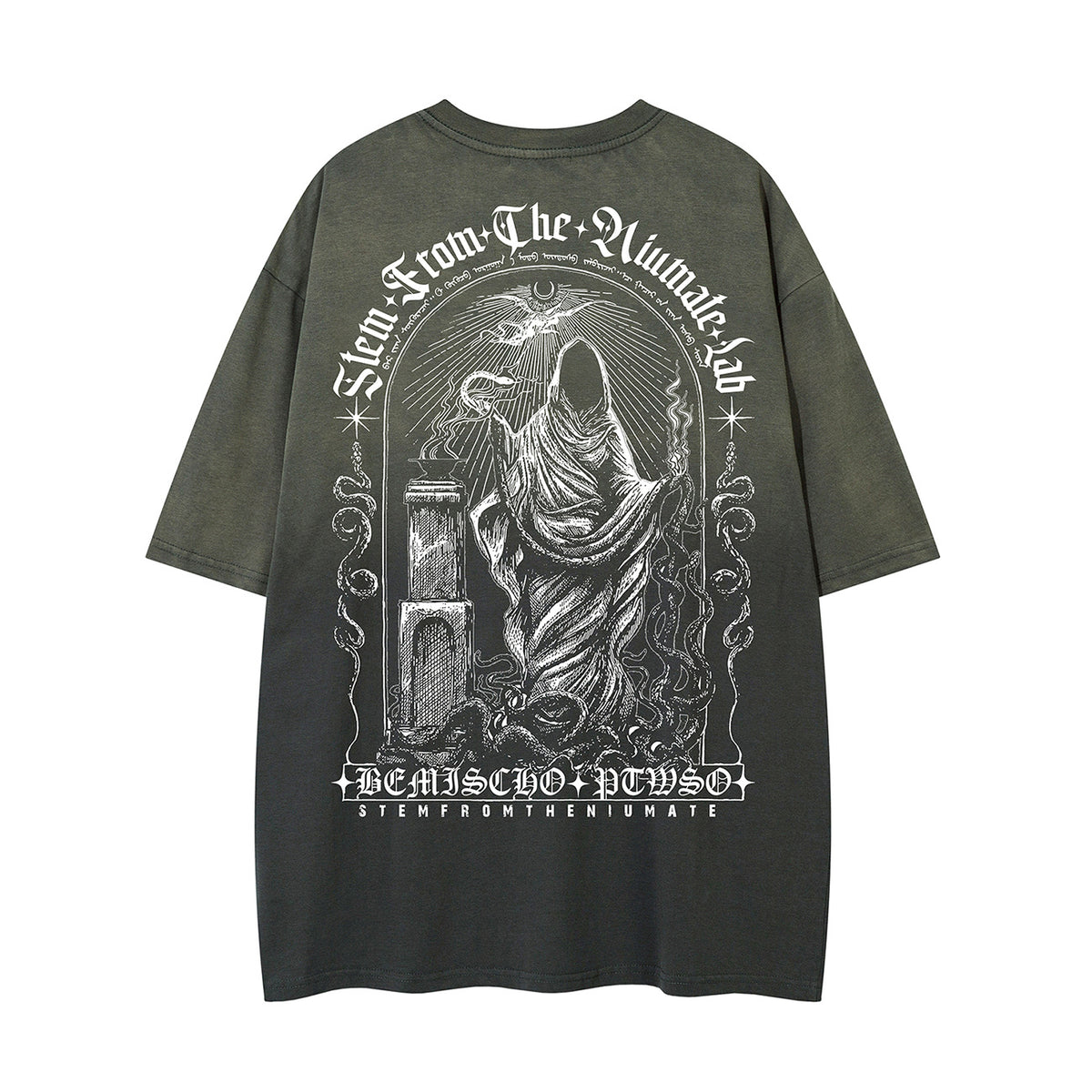 Gradient Gothic Statue Graphic Short Sleeve T-Shirt WN26960