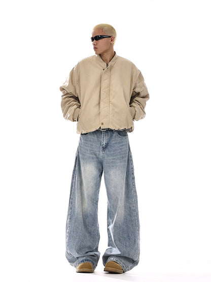 Deconstructed Washed Wide-Leg Denim Jeans WN15130