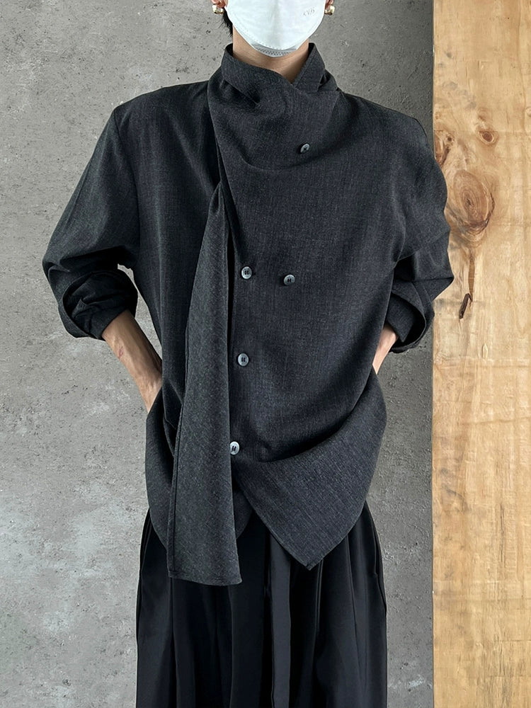 Irregular Design Chinese Style Long Sleeve Shirt WN20007