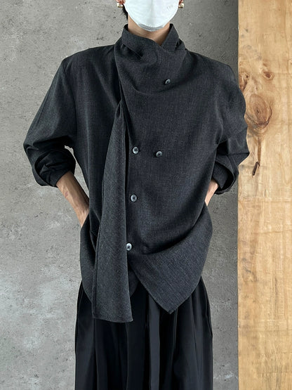 Irregular Design Chinese Style Long Sleeve Shirt WN20007