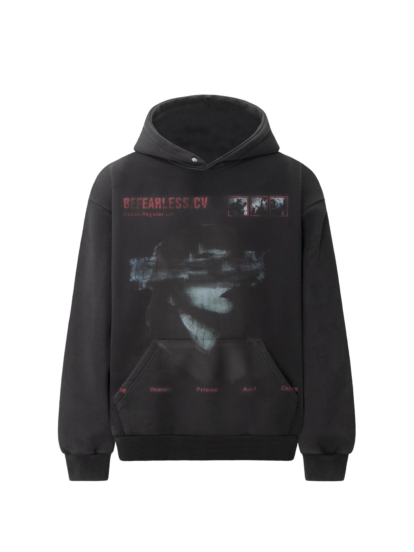 Washed Portrait Print Boxy Oversize Pullover Hoodie WN26320