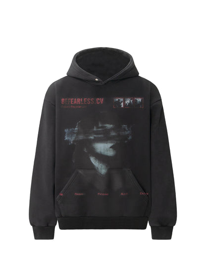 Washed Portrait Print Boxy Oversize Pullover Hoodie WN26320