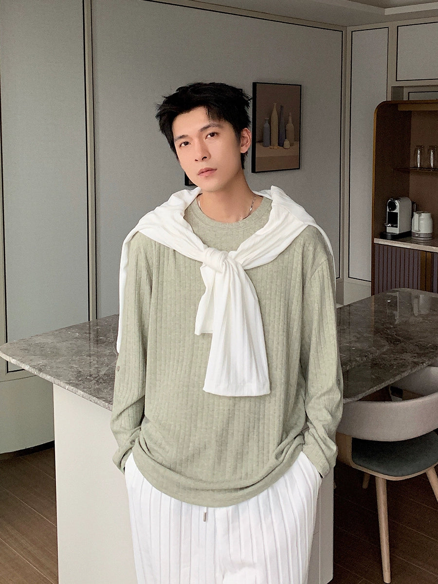 Waffle Knit Long Sleeve T-Shirt WN20396