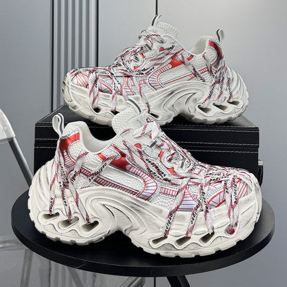 Damage Mesh Rope Lace Chunky Sole Sneakers WN24710