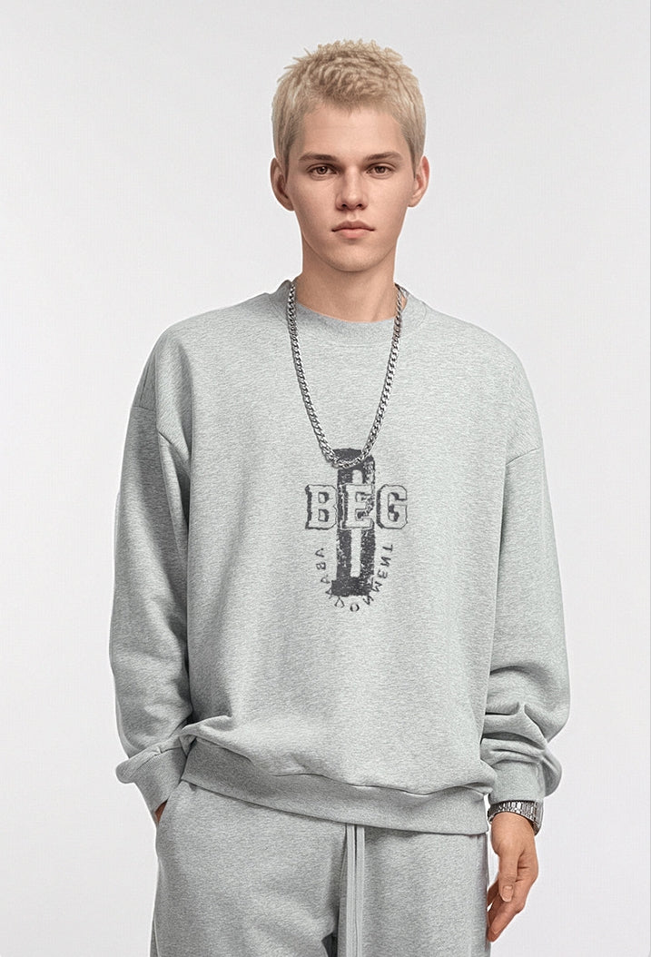 Print Oversize Crewneck Sweatshirt WN9949