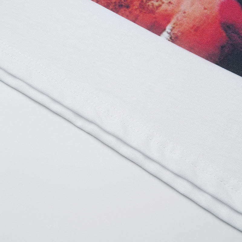 Lips Print Washed Oversize Short Sleeve T-Shirt WN18592