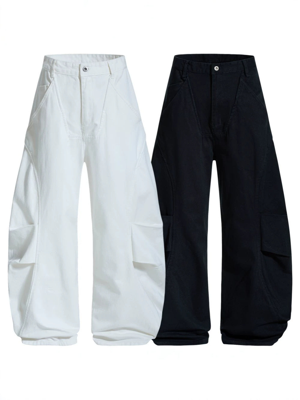 Asymmetric Cut Wide Leg Cargo Pants WN28015