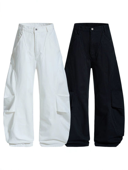 Asymmetric Cut Wide Leg Cargo Pants WN28015