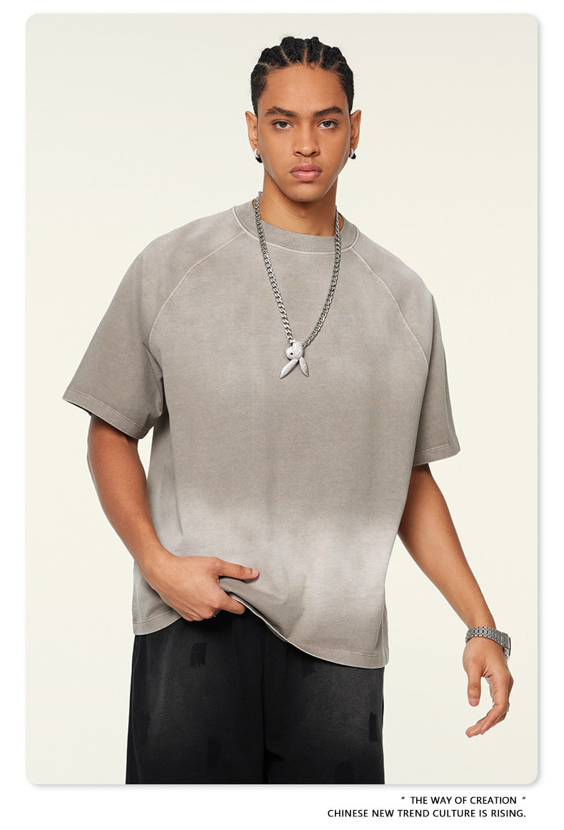 Washed Gradient Raglan Sleeve T-Shirt WN6065