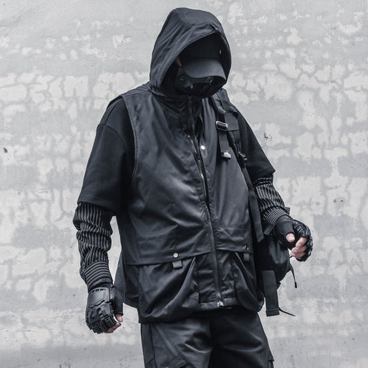 Functional Hooded Fleece Lining Sleeveless Vest WN22544