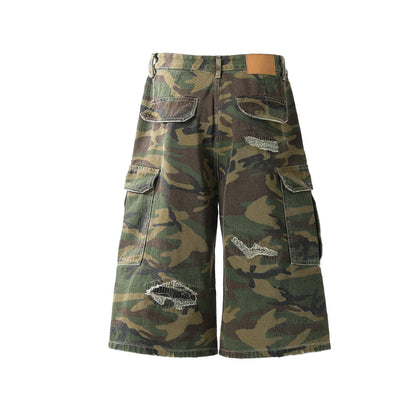 Camo Workwear Denim Wide Leg Short Pants WN25677