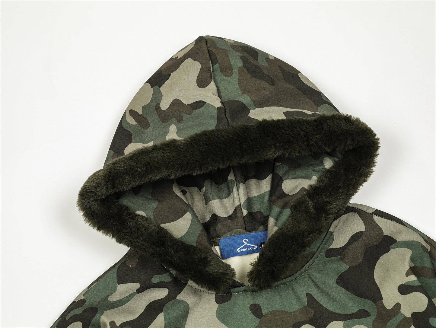 Camouflage Letter Embroidery Oversize Hoodie WN11519