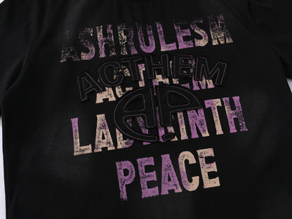 Dirty Dye Letter Print Short Sleeve T-Shirt WN25463