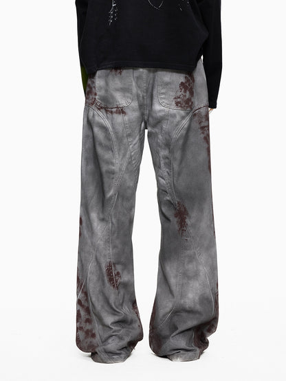 Stain Dye Seam Flare Denim Jeans WN27314