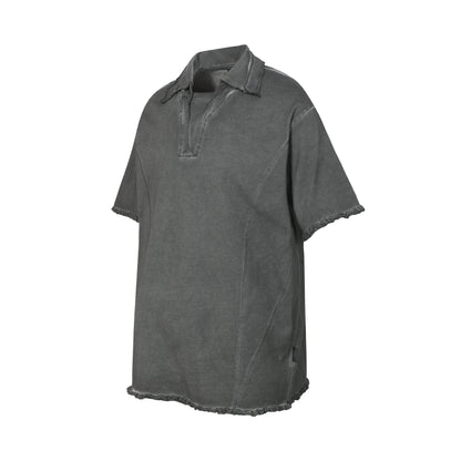 Lapel Wash Stain Short Sleeve Polo Shirt WN25637