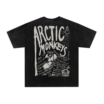 Washed Letter Print Short Sleeve T-Shirt WN26761