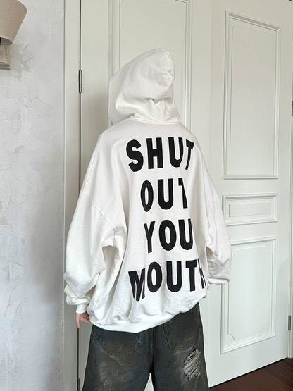 Letter Print Fleece Lining Oversize Hoodie WN21325