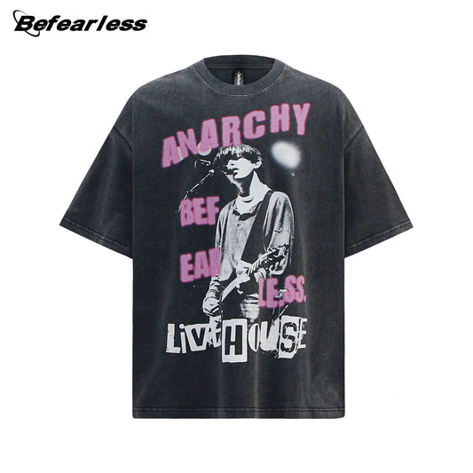 Washed Portrait Graphic Short Sleeve T-Shirt WN26285