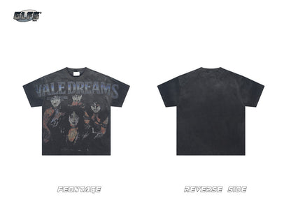 Washed Portrait Print Short Sleeve T-Shirt WN26604