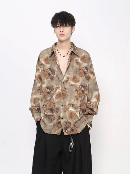 Tie-Dye Floral Print Long Sleeve Shirt WN21025