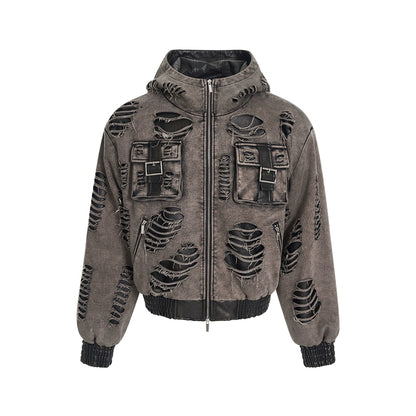 Washed Damage Hooded Jacket WN11732 WN11732