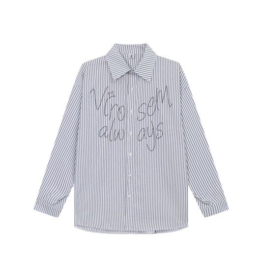 Oversize Stripe Long Sleeve Shirt WN13069