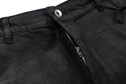 Washed Coating Cargo Pocket Denim Half Pants WN25714