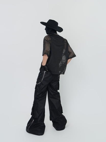 Mesh Sheer Oversize Short Sleeve T-Shirt & Vest WN24293