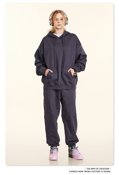 Oversize Heavyweight Pullover Hoodie & Zipper Hoodie & Sweatshirt & Pants Setup WN9930-K