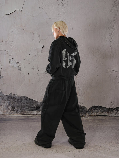 Wide Leg Zip Detail Letter Print Sweatpants WN26633