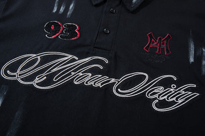 Paint Embroidery Oversize Short Sleeve Polo Shirt WN28089