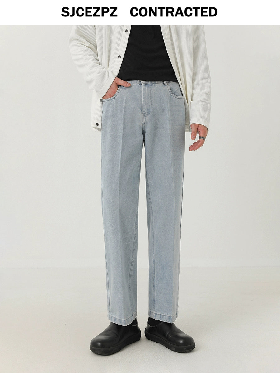 Washed Straight Denim Jeans WN21262