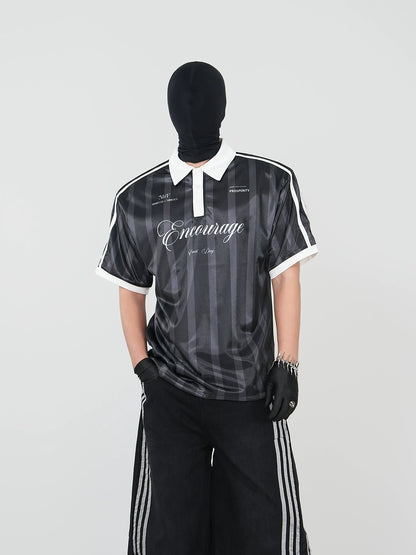 Stripe Design Polo Short Sleeve T-Shirt WN17272