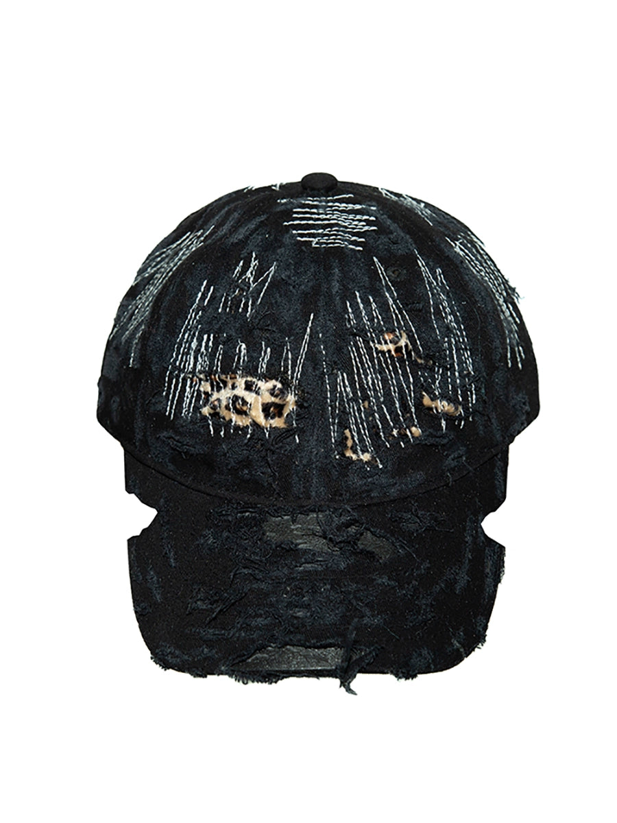 Leopard Damage Washed Curved-Brim Cap WN21114