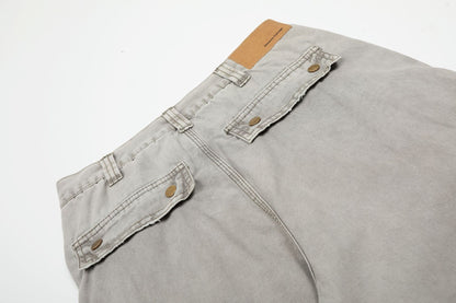 Washed Multi-Pocket Wide Leg Cargo Pants WN25852