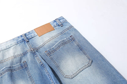 Washed Damage Wide Leg Flare Denim Jeans WN25862