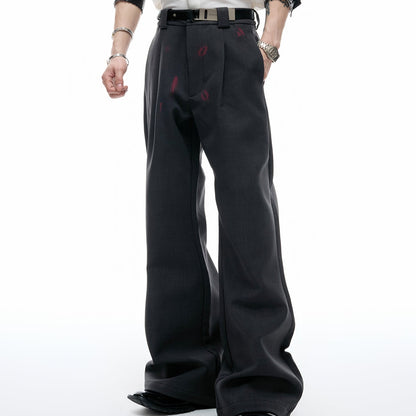 Pleats Lip Print Flare Trousers WN20538