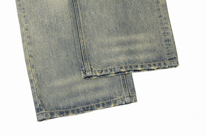 Washed Wide-Leg Straight Denim Jeans WN16208