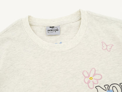 Butterfly Flower Embroidery Short Sleeve T-Shirt WN26781