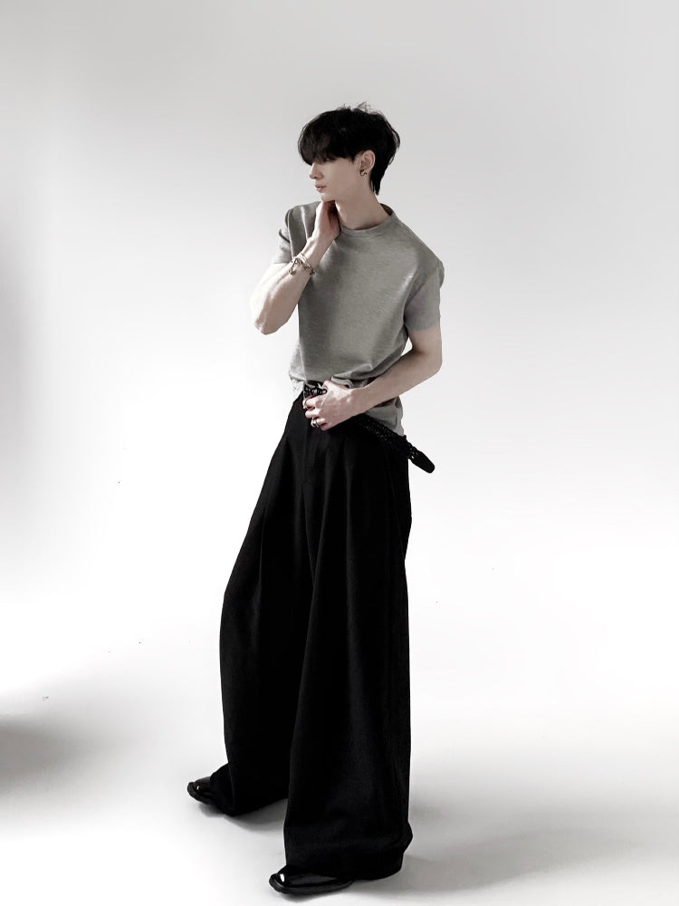 High-Waist A-Line Draping Wide Leg Trousers WN15430