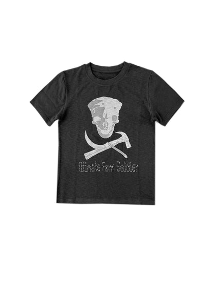 Hammer & Sickle White Ink Skull Print Slim Short Sleeve T-Shirt WN19087