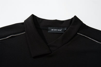 Zipper Design Heavyweight Short Sleeve T-Shirt WN26854